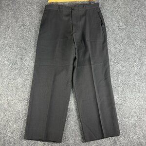 Armani Collezioni Pants Mens 36 Black Wool Blend Stretch Straight Leg Flat Front